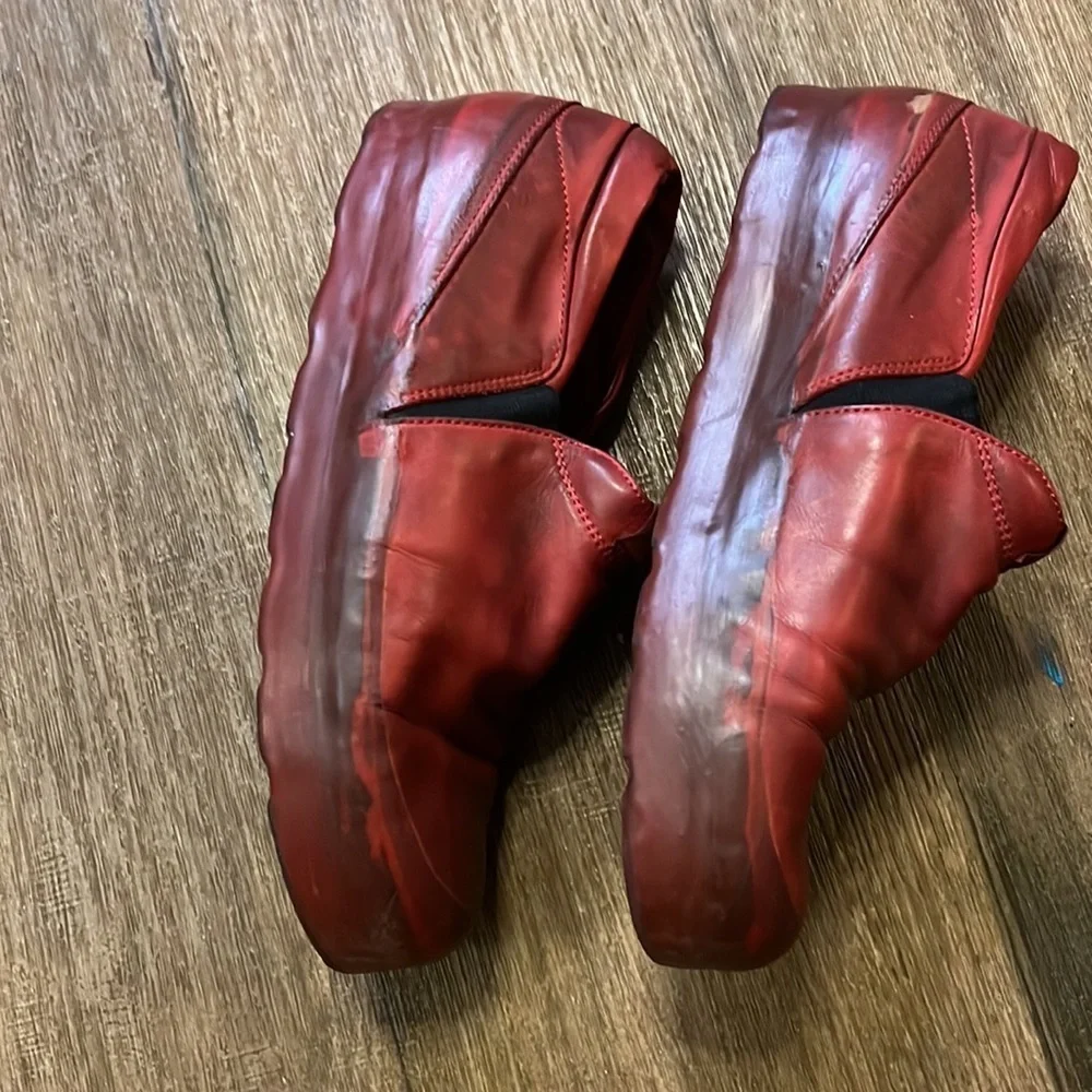 Rubber Soul mens Men's Red Leather Slip-On Shoes size 42